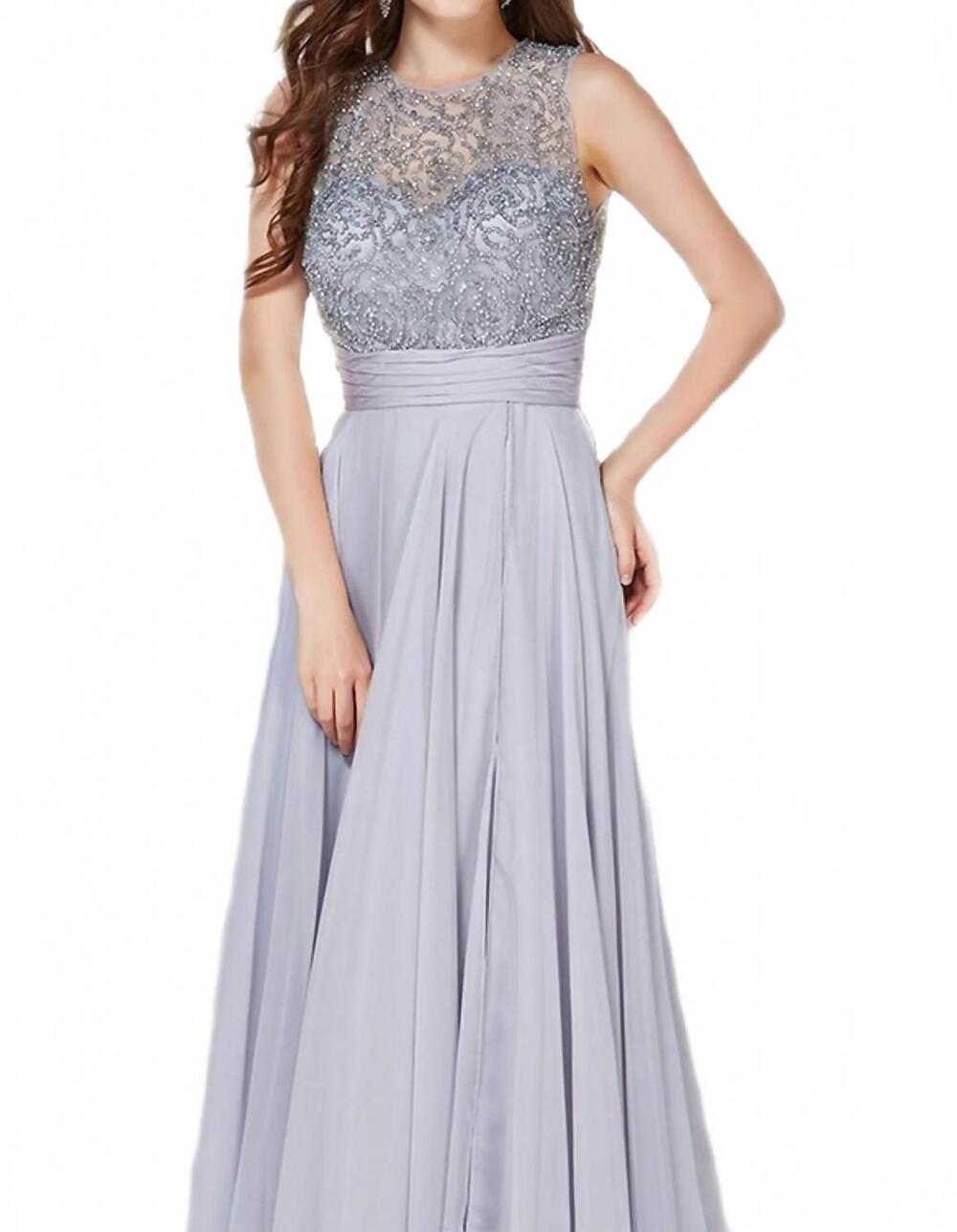 NEW ANGELA & ALISON long prom dress in pewter